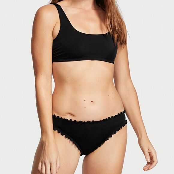 Victoria’s Secret Swim Capri Ruffle Cheeky Bikini Bottoms Black LAST ONE - Picture 4 of 4